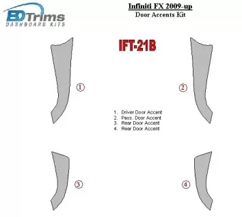 Infiniti FX 2009-UP Des portes Accent BD Kit la décoration du tableau de bord - 2 - habillage decor de tableau de bord