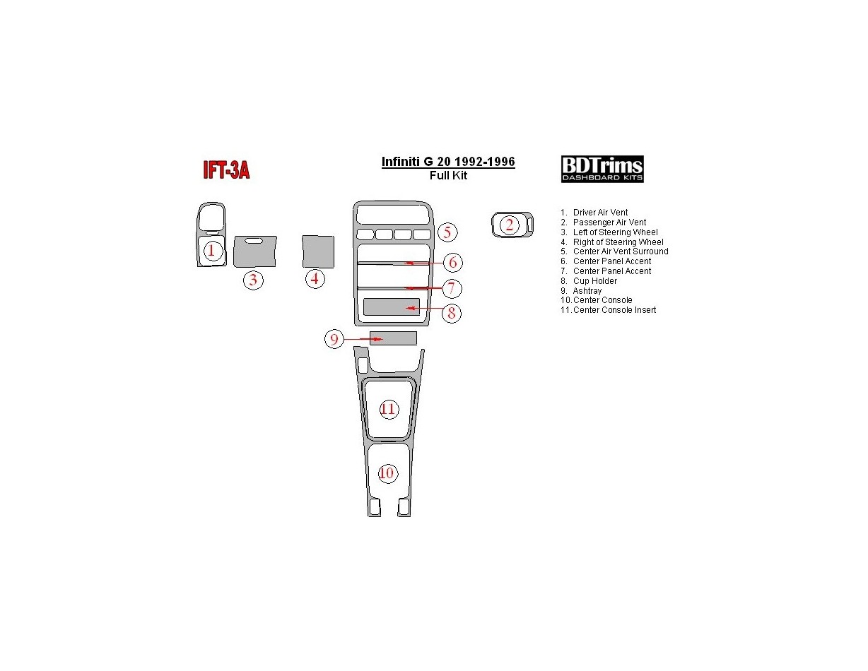 Infiniti G 1992-1996 Full Set BD Interieur Dashboard Bekleding Volhouder