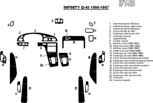 Infiniti Q45 1994-1997 Full Set BD Interieur Dashboard Bekleding Volhouder