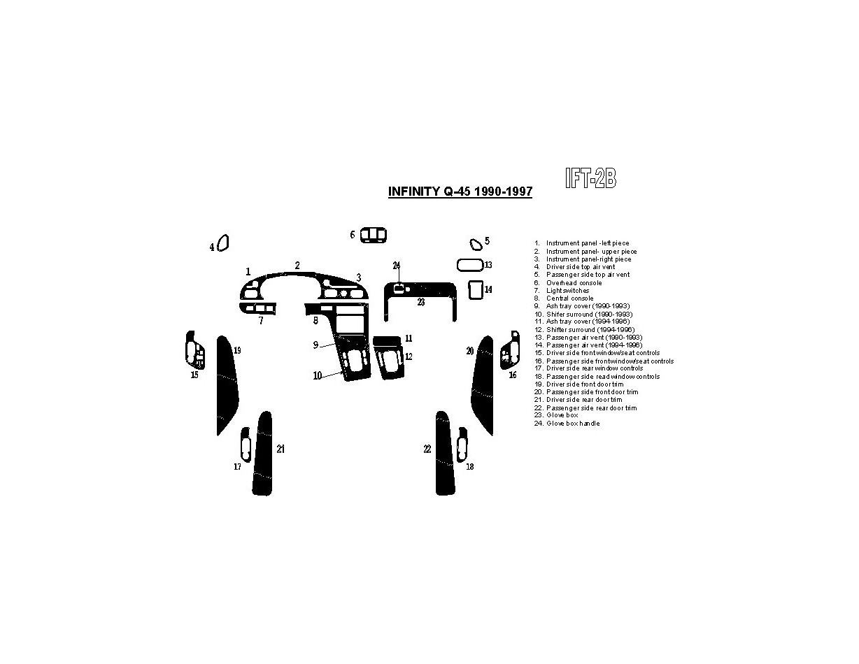 Infiniti Q45 1994-1997 Full Set Cruscotto BD Rivestimenti interni