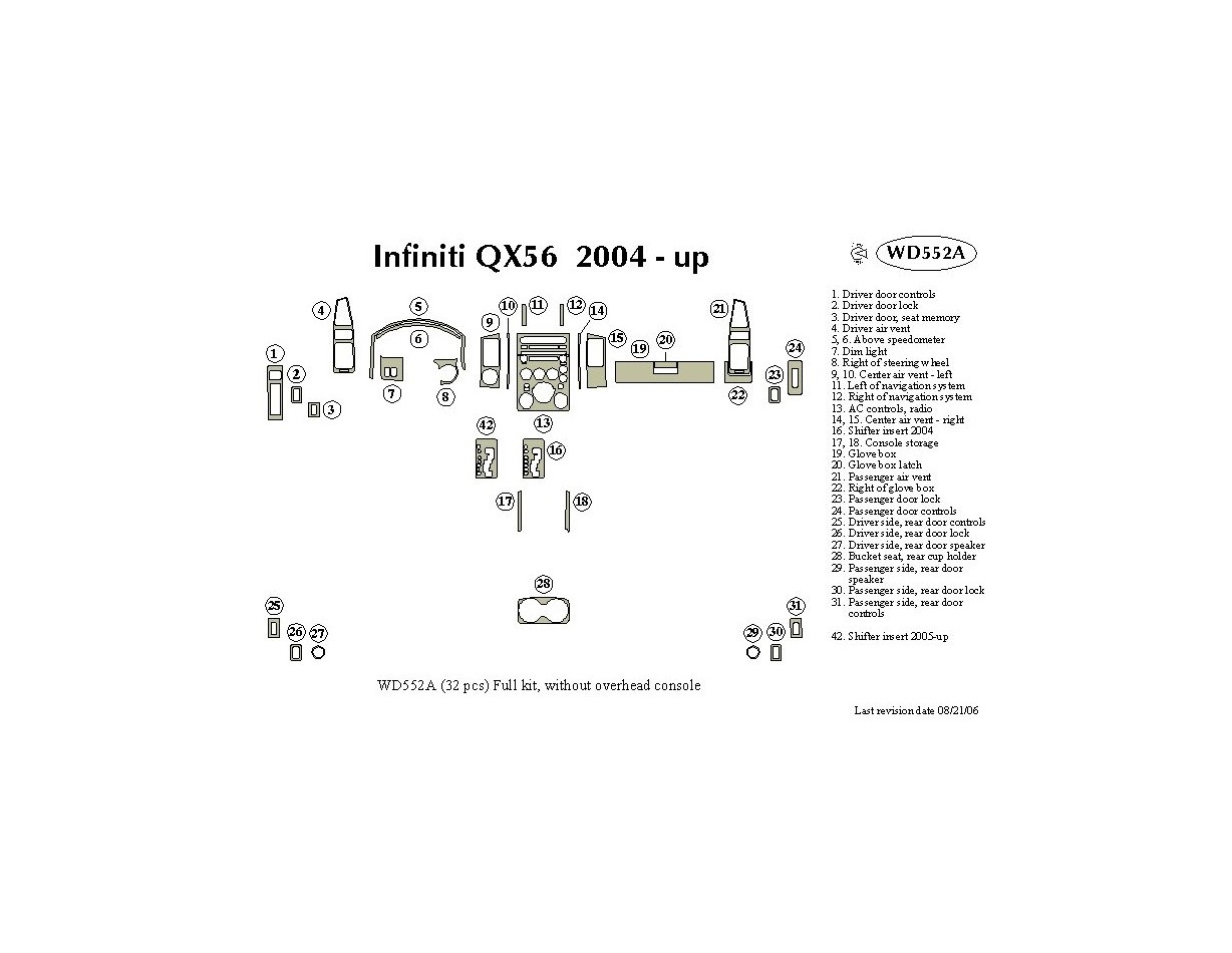 Infiniti QX56 2004-2007 Full Set Interior BD Dash Trim Kit