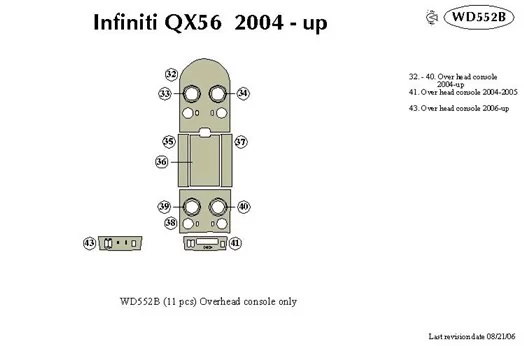 Infiniti QX56 2004-2007 Overhead Console BD Interieur Dashboard Bekleding Volhouder