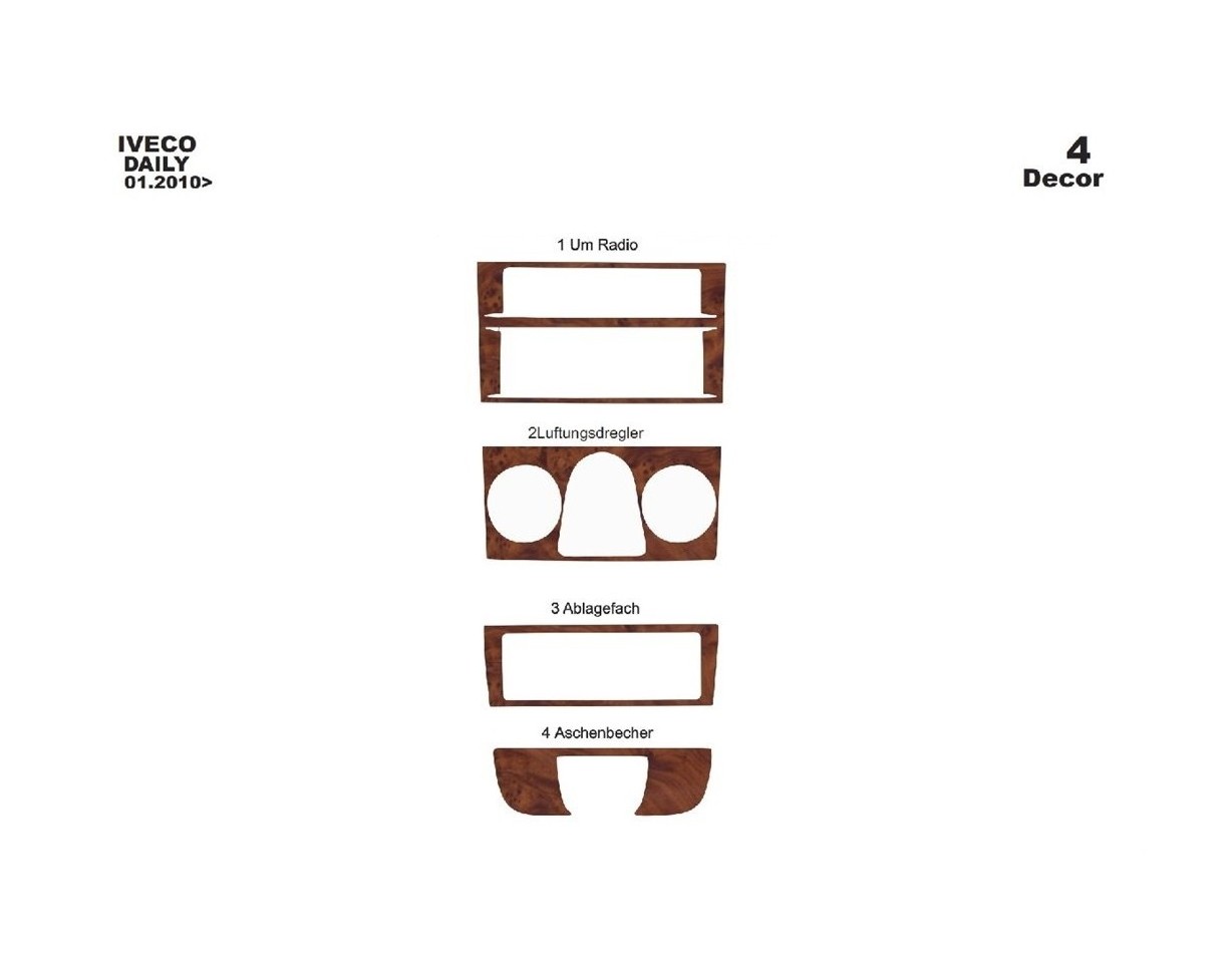 Iveco Daily 01.2010 3M 3D Interior Dashboard Trim Kit Dash Trim Dekor 4-Parts Iveco Daily 01.2010 3M 3D Interior Dashboard Trim Kit Dash Trim Dekor 4-Parts