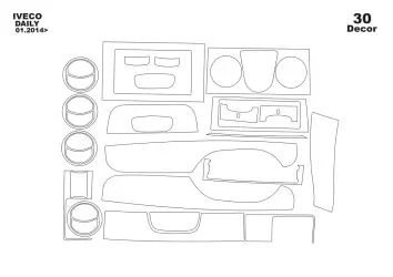 Iveco Daily 2010-2014 3M 3D Interior Dashboard Trim Kit Dash Trim Dekor 30-Parts