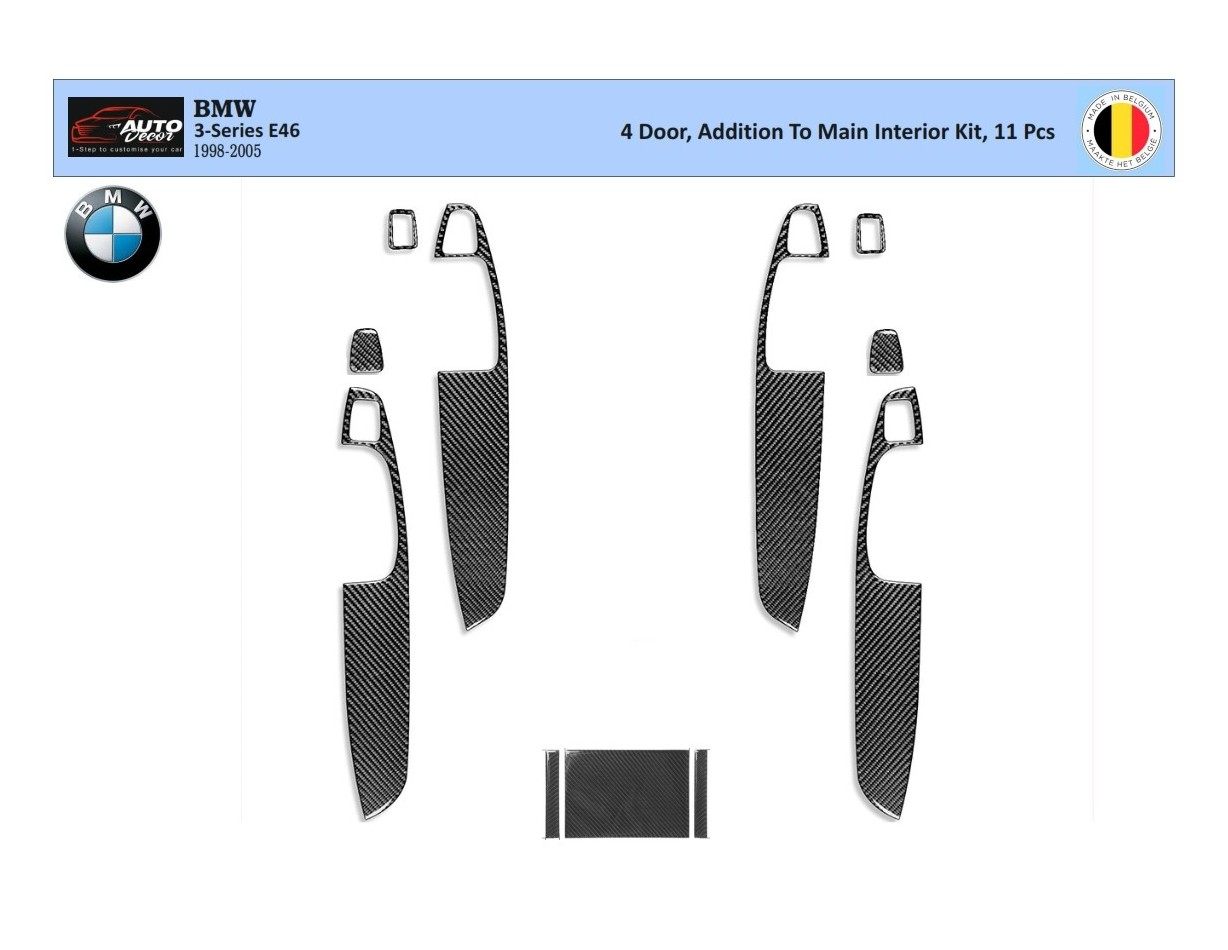 BMW Serie 3 E46 04.98-12.04 3D interno cruscotto Trim Kit Dash Trim Dekor 11-Parts
