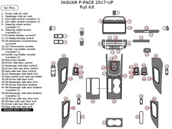 Jaguar F-PACE 2017-UP Voll Satz innenausstattung armaturendekor cockpit dekor52 Teilige - 2- Cockpit Dekor Innenraum