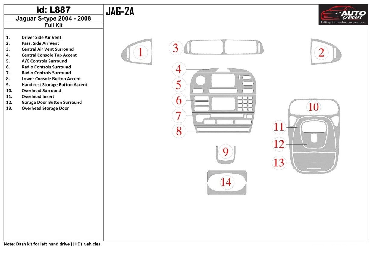 Jaguar X-Type 2003-UP Interior BD Dash Trim Kit