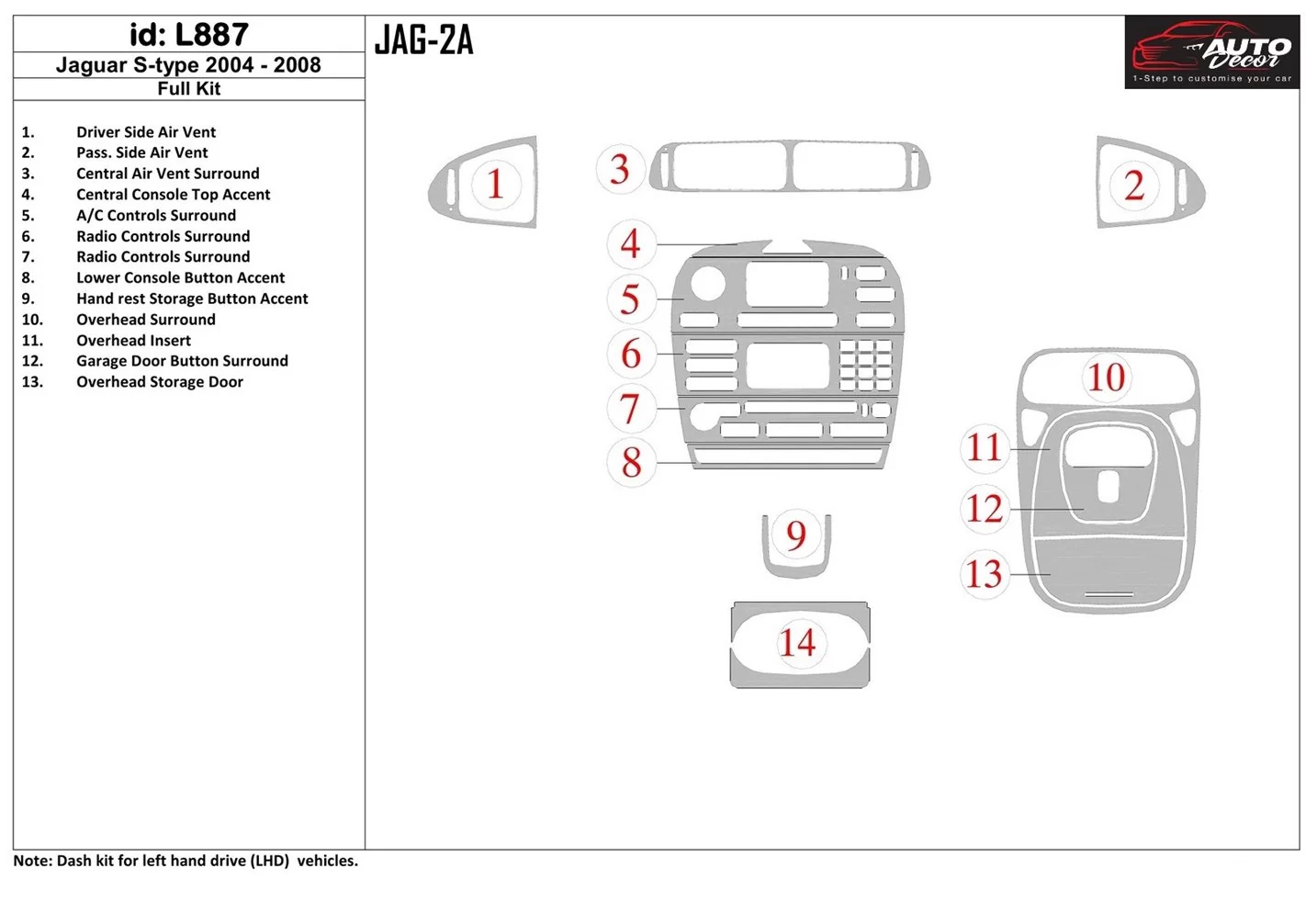 Jaguar X-Type 2003-UP Cruscotto BD Rivestimenti interni