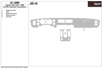 Jaguar XJ6 1976-1982 Ensemble Complet, Boîte automatique BD Kit la décoration du tableau de bord - 7 - habillage decor de tablea