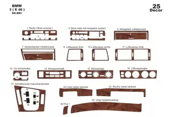 BMW 3 Reeks E46 04.98-12.04 3M 3D Interieur Dashboard Trim Kit Dash Trim Dekor 25-Delen