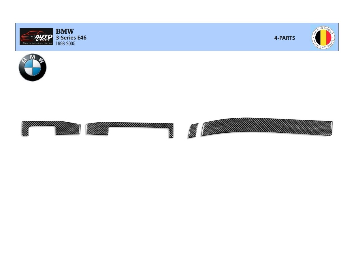 BMW 3 Reeks E46 04.98-12.04 3D Interieur Dashboard Trim Kit Dash Trim Dekor 4-Delen