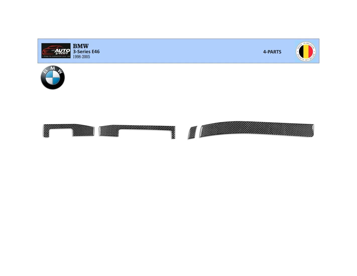 BMW 3er E46 04.98-12.04 3D Innenausstattung Armaturenbrett Trim Kit Dash Trim Dekor 4-Teilig