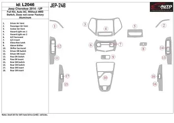 Jeep Cherokee 2014-UP Full Set, Without switch 4WD Interior BD Dash Trim Kit