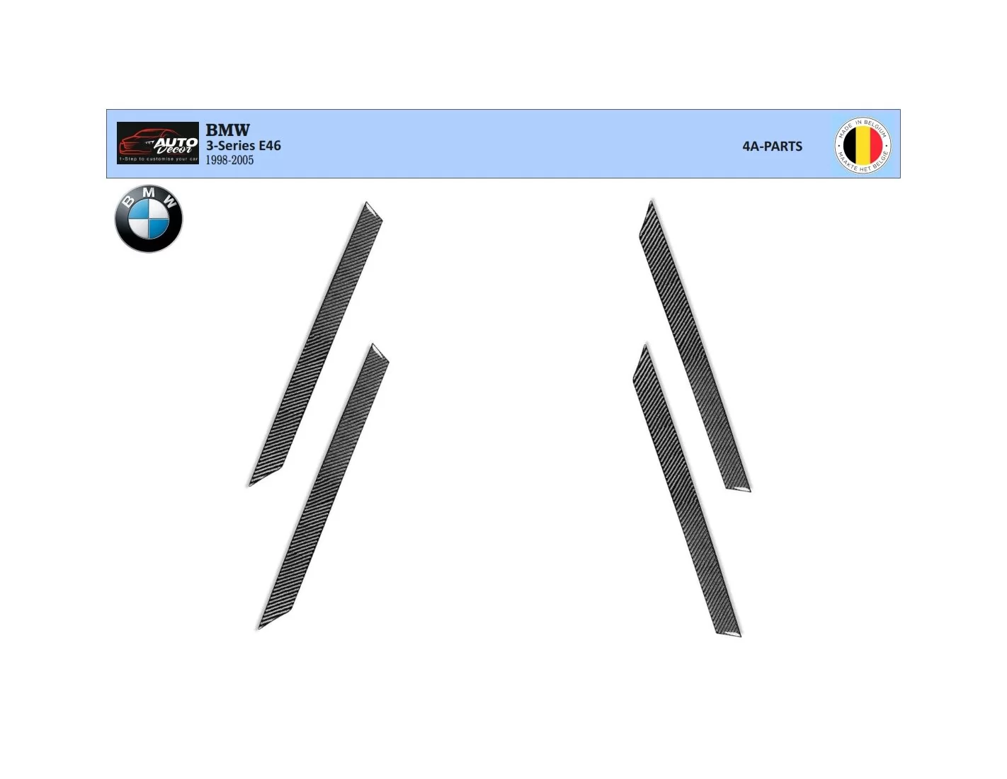 BMW Serie 3 E46 04.98-12.04 3D interno cruscotto Trim Kit Dash Trim Dekor 4-Parts