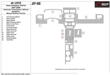 Jeep Compass 2007-2008 Automatic Gear, Without NAVI, Manual Gearbox Window Controls Interior BD Dash Trim Kit