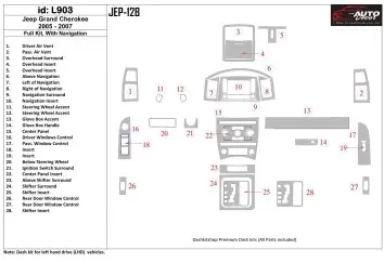 Jeep Grand Cherokee 2005-2007 Full Set, With NAVI Interior BD Dash Trim Kit