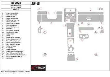 Jeep Liberty 2002-2004 Full Set Interior BD Dash Trim Kit
