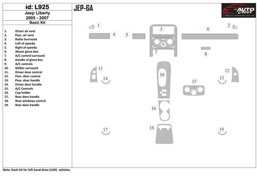 Jeep Liberty 2005-2007 Basic Set Interior BD Dash Trim Kit