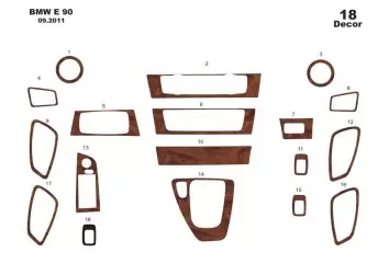 BMW 3er E90 01.06-12.10 3M 3D Innenverkleidung Dashboard Trim Kit Dash Trim Dekor 18-teilig