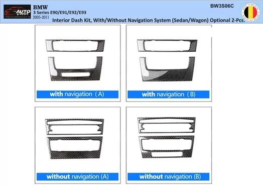 BMW 3 Series E90 2005-2011 3D Interior Dashboard Trim Kit Dash Trim Dekor 2-Parts