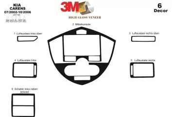 Kia Carens 07.02-10.06 3M 3D Interior Dashboard Trim Kit Dash Trim Dekor 6-Parts