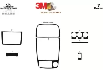 Kia Carens 10.00-06.02 3M 3D Interior Dashboard Trim Kit Dash Trim Dekor 7-Parts