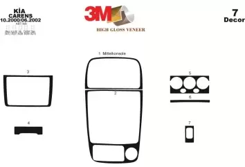 Kia Carens 00-02 Kit la décoration du tableau de bord 7-Pièce - 2 - habillage decor de tableau de bord