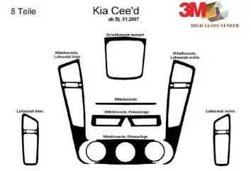 Kia Cee'd 01.2007 3M 3D Interior Dashboard Trim Kit Dash Trim Dekor 8-Parts