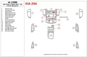 KIA Cerato 2011-UP Full Set, Aircondition Interior BD Dash Trim Kit