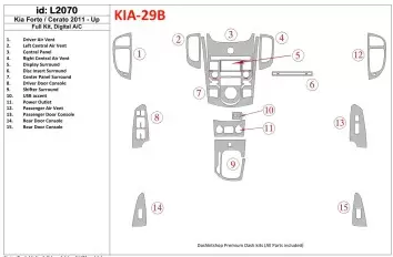 KIA Cerato 2011-UP Full Set, Climate-Control Interior BD Dash Trim Kit