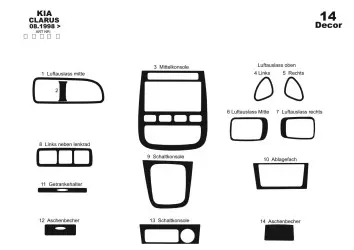 Kia Clarus 08.1998 Kit Rivestimento Cruscotto all'interno del veicolo Cruscotti personalizzati 14-Decori