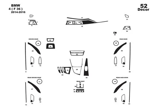 BMW 4-Series F36 2014-2016 Kit la décoration du tableau de bord 52-Pièce - 1 - habillage decor de tableau de bord