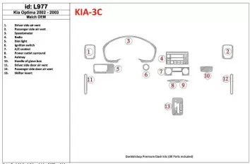 Kia Optima 2002-2003 OEM Compliance Interior BD Dash Trim Kit