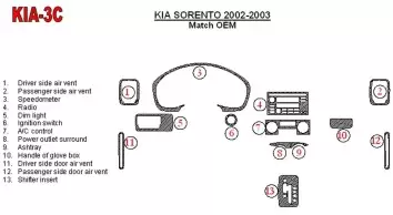 Kia Optima 2002-2003 OEM Compliance Interior BD Dash Trim Kit