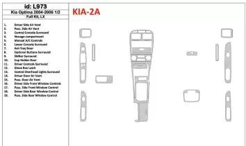 KIA Optima 2004-2006 Full Set, LX, Years: 2004 - 2006 1/2 Interior BD Dash Trim Kit