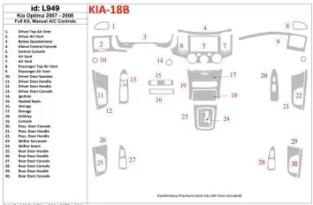 KIA Optima 2007-2008 Full Set, Manual Gearbox A/C Controls Interior BD Dash Trim Kit