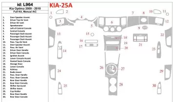 KIA Optima 2009-2010 Full Set, Manual Gearbox AC Interior BD Dash Trim Kit