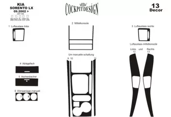 Kia Sorento 09.02-06.07 3M 3D Interior Dashboard Trim Kit Dash Trim Dekor 13-Parts