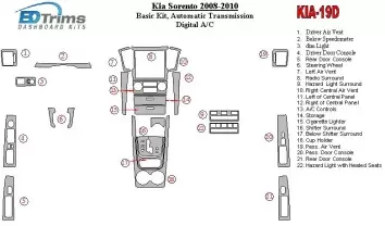 KIA Sorento 2008-2010 Basic Set, Automatic Gear,with Heated Seats Interior BD Dash Trim Kit