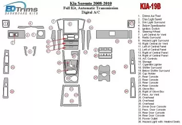 KIA Sorento 2008-2010 Ful Kit, Automatic Gear,with Heated Seats Interior BD Dash Trim Kit