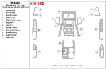 KIA Sorento 2011-UP Full Set, Aircondition, With UVO Radio Interior BD Dash Trim Kit
