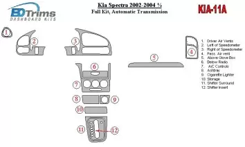 Kia Spectra 2002-2004 Full Set, Automatic Gear Interior BD Dash Trim Kit