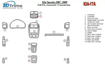 KIA Spectra 2007-UP Full Set, Automatic Gear Interior BD Dash Trim Kit