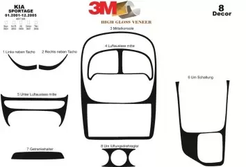 Kia Sportage 01.01-12.05 3M 3D Interior Dashboard Trim Kit Dash Trim Dekor 8-Parts