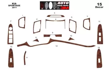 Kia Sportage 01.2011 3M 3D Interior Dashboard Trim Kit Dash Trim Dekor 15-Parts
