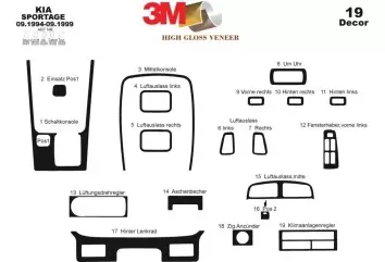 Kia Sportage 09.94-09.99 3M 3D Interior Dashboard Trim Kit Dash Trim Dekor 19-Parts