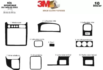 Kia Sportage 09.99-05.03 3M 3D Interior Dashboard Trim Kit Dash Trim Dekor 10-Parts