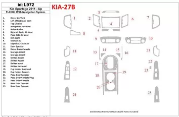 KIA Sportage 2011-UP Full Set, With NAVI system Interior BD Dash Trim Kit