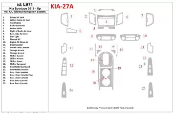 KIA Sportage 2011-UP Full Set, Without NAVI system Interior BD Dash Trim Kit