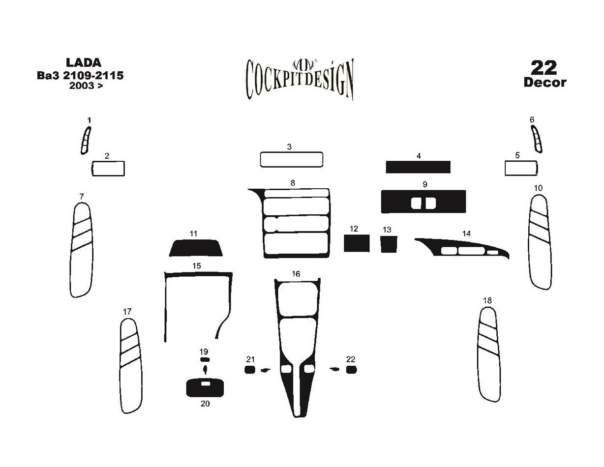 Lada 2115 06.2003 3M 3D Interior Dashboard Trim Kit Dash Trim Dekor 22-Parts